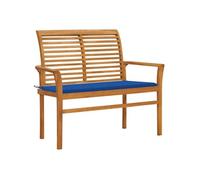 Bois de Teck Massif Banc de Jardin et Coussin Bleu Royal 112 cm Patio vidaXL
