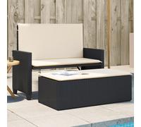 vidaXL Banc de jardin avec coussins et repose-pied noir résine tressée, banc d'extérieur, banc de patio, siège de jardin, 368407