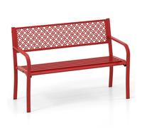 Banc De Jardin Extérieur 127 X 59 X 82 Cm Pour 2-3 Personnes Confort Ergonomique Design Géométrique En Métal Rouge Helloshop26 20_0010555 Multicolore