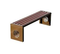 Banc de Jardin Exterieur 3 Places Imperméabiliser Métal Bois Banc de Parc Motif Creux en Forme de Fleur Octogonale Forte Capacité de Charge pour Balcon, Jardin, Bord de La Piscine(120x39x42cm)