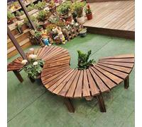 Banc de jardin extérieur à lattes, banc semi-circulaire en bois, diamètre d'assise 120 cm, assise enveloppante, bancs de campagne en bois carbonisé pour terrasse, porche, pelouse, jardin(Half Round)
