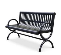 Banc de Jardin Exterieur avec Accoudoirs et Dossier Banc en Métal d'acier Épais Grande Assise Robuste et Résistant Banc Bois Convient pour Les Parcs Cours et Espaces Publics(Black,120cm)
