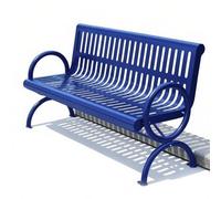 Banc de Jardin Exterieur avec Accoudoirs et Dossier Banc en Métal d'acier Épais Grande Assise Robuste et Résistant Banc Bois Convient pour Les Parcs Cours et Espaces Publics(Blue,150cm)