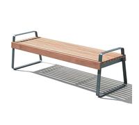 Banc de Jardin Exterieur avec Assise en Bois Massif et Structure en Acier au Carbone Banquette 2 Places Résistant aux Intempéries pour Terrasse, Balcon et Publics Extérieurs