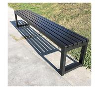Banc de jardin extérieur - Banc de parc en métal avec assise à lattes en bois massif et cadre galvanisé pour cour, porche, pelouse, balcon et arrière-cour