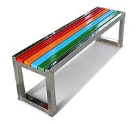 Banc de Jardin Exterieur Banquette 2 Places en Acier Inoxydable avec Lattes en Bois Composite Colorées Banc de Patio Moderne pour Porche Parcs Espaces Publics(150x40x45cm)