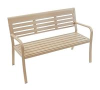 Banc de Jardin Exterieur en Alliage D'aluminium Banquette Salon Imperméabiliser avec Dossier et Accoudoirs Ergonomiques pour Parc, Place, Centre Commercial, Stade(Khaki,125 * 59 * 84cm)
