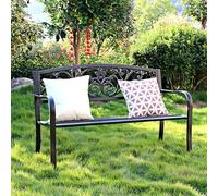 Banc de jardin extérieur en métal avec dossier, design antirouille, forte capacité de charge, coussinets antidérapants