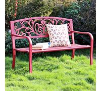 Banc de jardin extérieur en métal avec dossier, design antirouille, forte capacité de charge, coussinets antidérapants