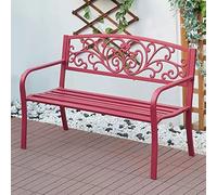 Banc de Jardin extérieur en métal avec Dossier Fleuri, résistant aux intempéries et à la Rouille, idéal pour la Cour, la pelouse, la terrasse ou Le Balcon.