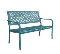 Banc de jardin extérieur en métal avec dossier floral, cadre en fonte durable pour terrasse, véranda et siège de parc