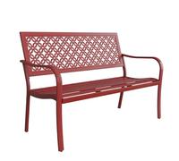 Banc de jardin extérieur en métal avec dossier floral, cadre en fonte durable pour terrasse, véranda et siège de parc