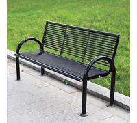 Banc de jardin extérieur en métal de 150 cm avec dos et armrests Siège de parc de patio résistant aux intempéries 400 kg Capacité de poids pour véranda pelouse de cour noir