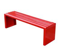 Banc de Jardin Extérieur Etanche Acier Galvanisé Charge 400kg Banquette 2-3 Places Banc Public Robuste pour Parc École et Vestiaire Design Lattes Coins Arrondis(Red,120cm(47.24in))