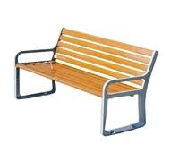 Banc de Jardin Extérieur Moderne, Banc D'extérieur avec Dossier et Structure en Alliage de Zinc, Idéal pour Les Parcs, Les Jardins, Les Terrasses et Les Espaces Publics(with(Natural Wood),180cm)