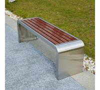 Banc de jardin extérieur pour 2 personnes, cadre en acier inoxydable avec assise en bois étanche, idéal pour jardin, porche, arrière-cour et parc