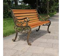 Banc de jardin extérieur résistant aux intempéries, en fonte durable et cadre en métal, sièges de patio en bois préservatif pour cour, parc, porche, terrasse (taille : 125 x 58 x 72 cm, couleur