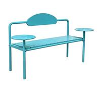 Banc de Jardin Exterieur Résistants aux Intempéries Banquette 2 Places avec Dossier et Tablette Latérale Banquette Exterieur pour Usage Extérieur, Intérieur, Commercial(Blue,120x42x85cm)