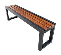 Banc de Jardin Exterieur sans Dossier pour Parc Jardin Place Publique et Résidence Banc Exterieur Structure Acier Galvanisé et Assise en Bois Massif Bancs de Repos(Brown,120x35x45cm)