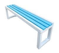 Banc de Jardin Exterieur sans Dossier pour Parc Jardin Place Publique et Résidence Banc Exterieur Structure Acier Galvanisé et Assise en Bois Massif Bancs de Repos(Blue,100x35x45cm)