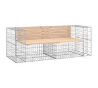 Banc de Jardin Gabion 184x71x65,5 cm Pin Massif 2 Pieces | Acier galvanisé, grille maillée soudée, grain droit rustique, jardins et terrasses, montage modulable