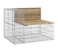 Banc de jardin gabion 92 x 71 x 65,5 cm pin imprégné acier zingué | Base de gabion remplible, bois de pin traité, accoudoir réglable, usage extérieur, montage requis