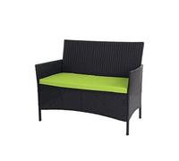 Banc De Jardin Halden En Polyrotin, Banquette Anthracite, Coussin Vert Noir