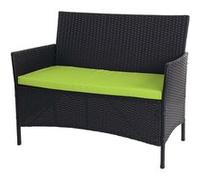 Banc De Jardin Halden En Polyrotin, Banquette Anthracite, Coussin Vert Noir
