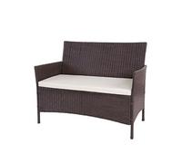 Banc De Jardin Halden En Polyrotin, Banquette Marron Chiné, Coussin Crème Marron