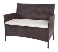 Banc De Jardin Halden En Polyrotin, Banquette Marron Chiné, Coussin Crème Marron