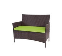 Banc De Jardin Halden En Polyrotin, Banquette Marron Chiné, Coussin Vert Marron