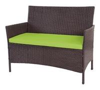Banc De Jardin Halden En Polyrotin, Banquette Marron Chiné, Coussin Vert Marron