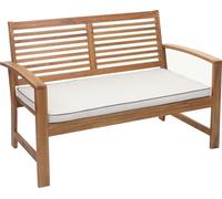 Banc de jardin HWC-E99, Banc Banc 2 places, bois massif acacia MVG 112cm, marron rembourrage crème