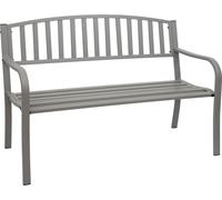 Banc de jardin HWC-F43, Banc de parc Banc, 2 places acier revêtu par poudre ~ gris