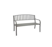 Banc de jardin HWC-F43, banc du parc, 2 places, acier thermolaqué gris