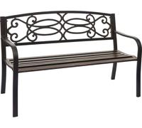 Banc de jardin HWC-F44, banc banc de parc banc, 2 places acier revêtu par poudre ~ bronze vintage
