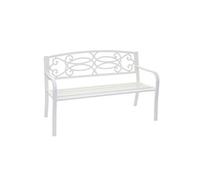 Banc de jardin HWC-F44, banc du parc, 2 places, acier thermolaqué blanc