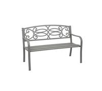 Banc de jardin HWC-F44, banc du parc, 2 places, acier thermolaqué gris