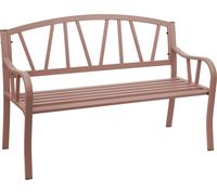 Banc de jardin HWC-F53, Banc de parc Banc, 2 places acier revêtu par poudre ~ brun