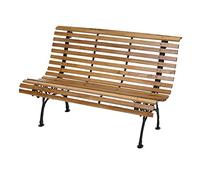 Banc de Jardin HWC-F97, Banc du Parc, Banquette en Bois, Fonte, 3 Places, 122cm, 22kg - Marron Clair