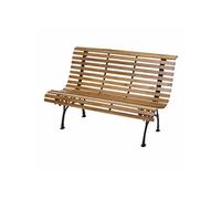 Banc de jardin HWC-F97, banc en bois, fonte, 3 places, 122cm, 22kg marron clair