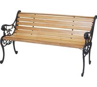 Banc de jardin HWC-F98, Banc de parc Banc en bois, 3 places fonte bois 160cm 22kg ~ marron clair