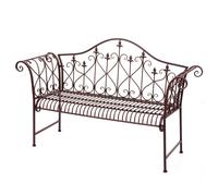 Banc De Jardin Hwc-H78, Banc De Parc, 2 Places Métal Avec Ornements Brun Rouille 150cm Sans Coussin D'assise Marron