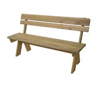 Banc de jardin HWC-L66 bois massif 148cm naturel