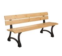 Banc De Jardin Hwc-O20, Banc De Parc Banc En Bois 3 Places, Fonte Bois Pin Certifié Mvg, 170cm Brun Clair Gris