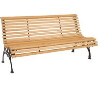 Banc de jardin HWC-O24, Banc de parc Banc en bois 3 places, fonte bois pin, 160cm ~ naturel