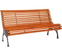 Banc de jardin HWC-O24, Banc de parc Banc en bois 3 places, fonte bois pin, 160cm ~ teck