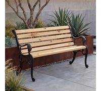 Banc De Jardin Hwc-O25, Banc De Parc, Banc En Bois 2 Places, Fonte Et Bois De Pin, 132 Cm Couleur Naturelle