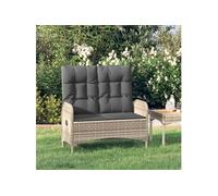Banc de jardin inclinable avec coussins 107 cm Poly rotin Gris 319893