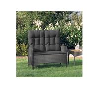 Banc de jardin inclinable avec coussins 107 cm Poly rotin Noir 319894